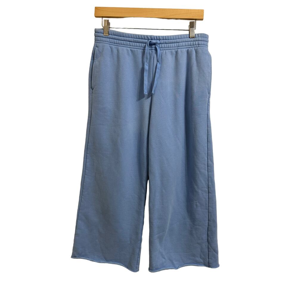 Girlfriend Collective cropped 50/50 wide leg sweatpant sky blue size Medium